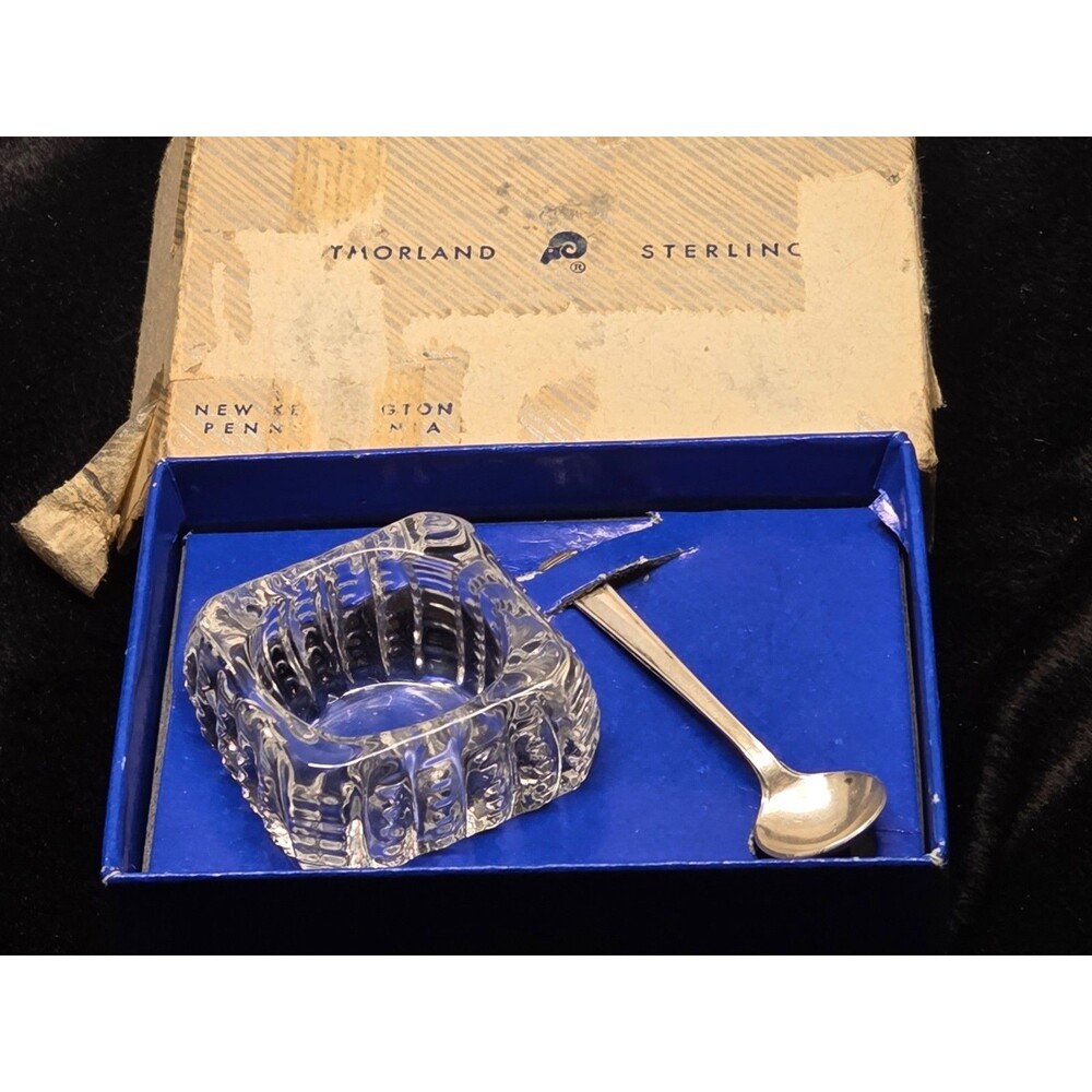 Vtg Westmoreland Sterling John & Priscilla Salt Spoon & Cambridge Cellar Set
